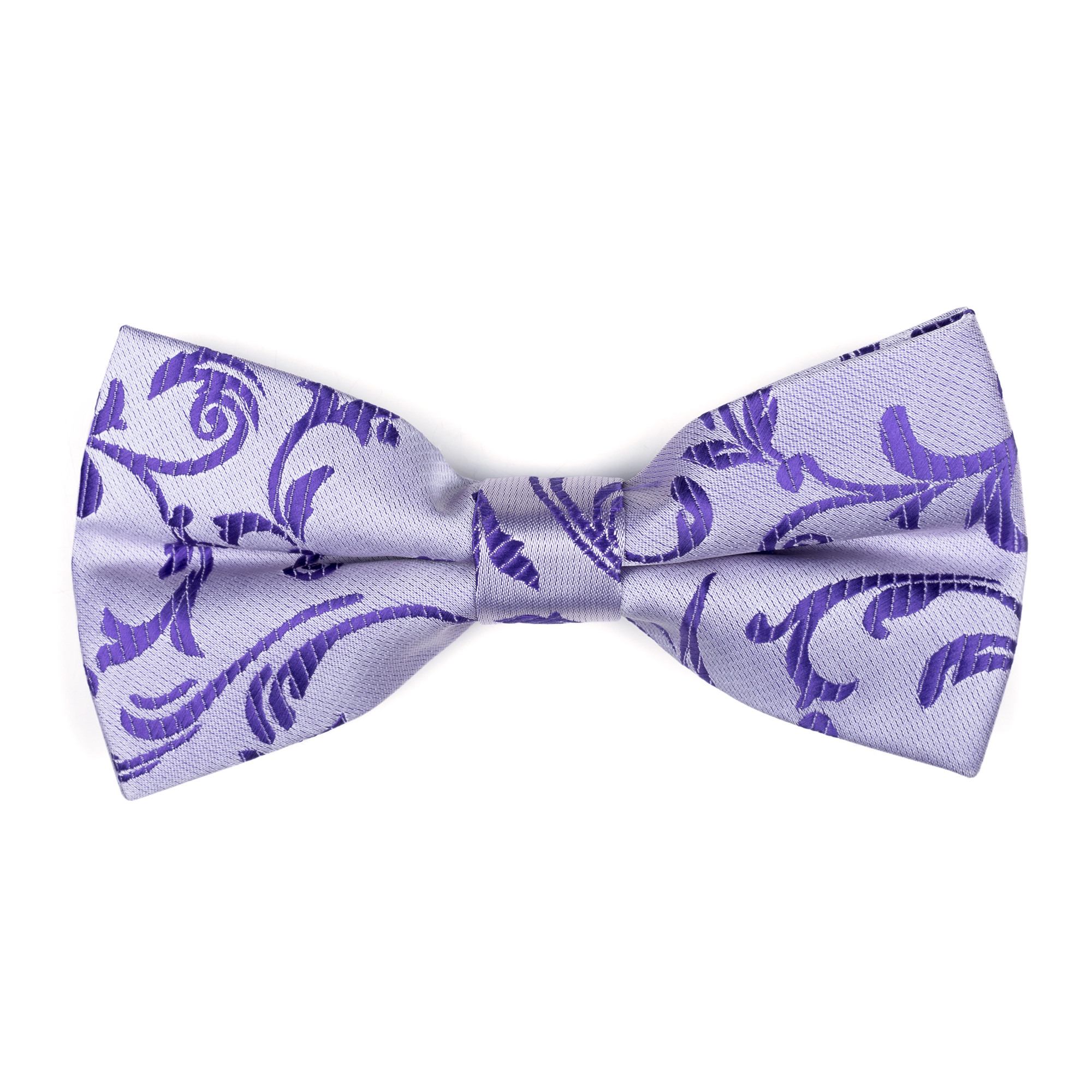 Purple Swirl Leaf Bow Tie | Purple Bow Tie - Patterned Purple Pre-Tied Wedding Bow Tie