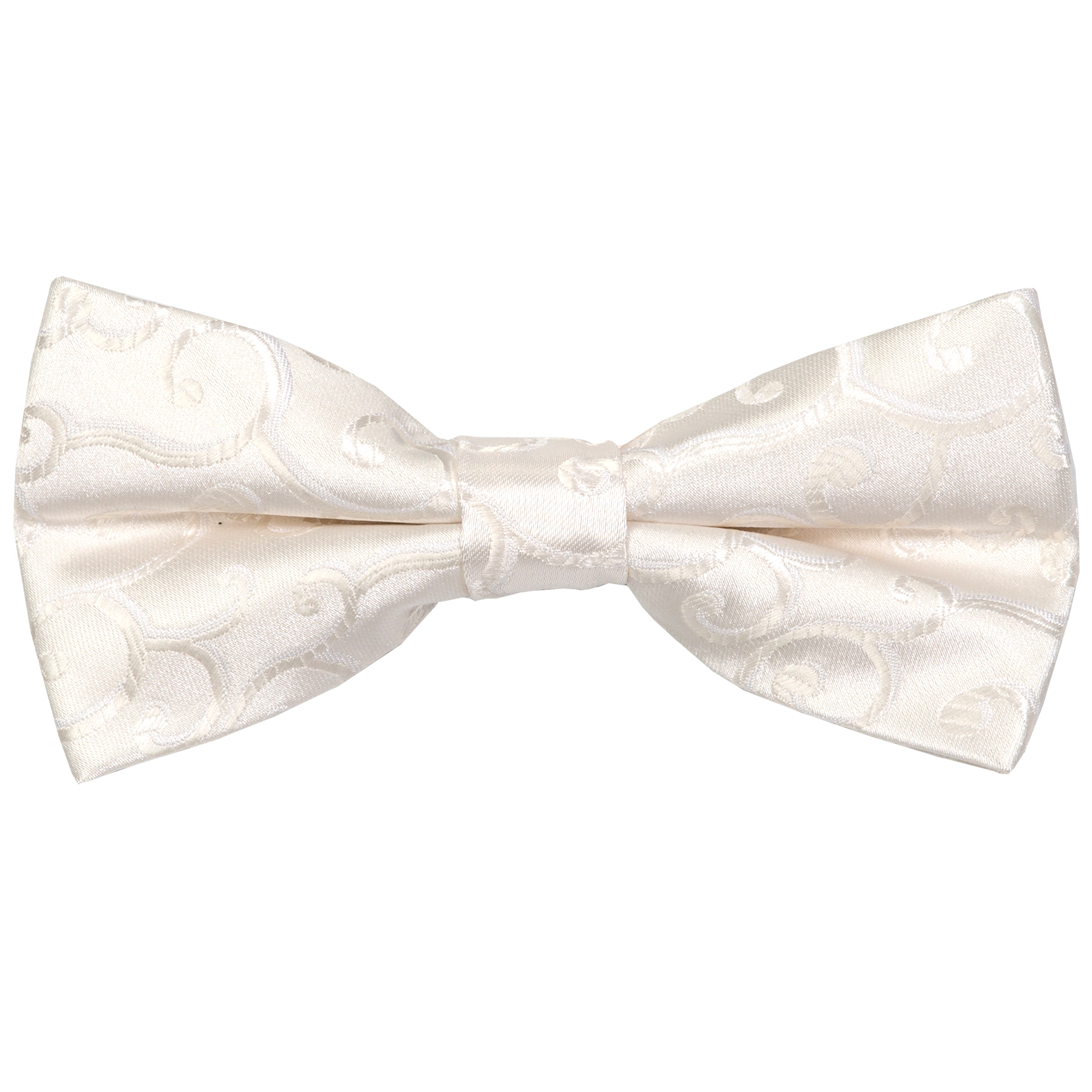 Ivory Royal Swirl Bow Tie - Patterned Cream Pre-Tied Wedding Bow Tie