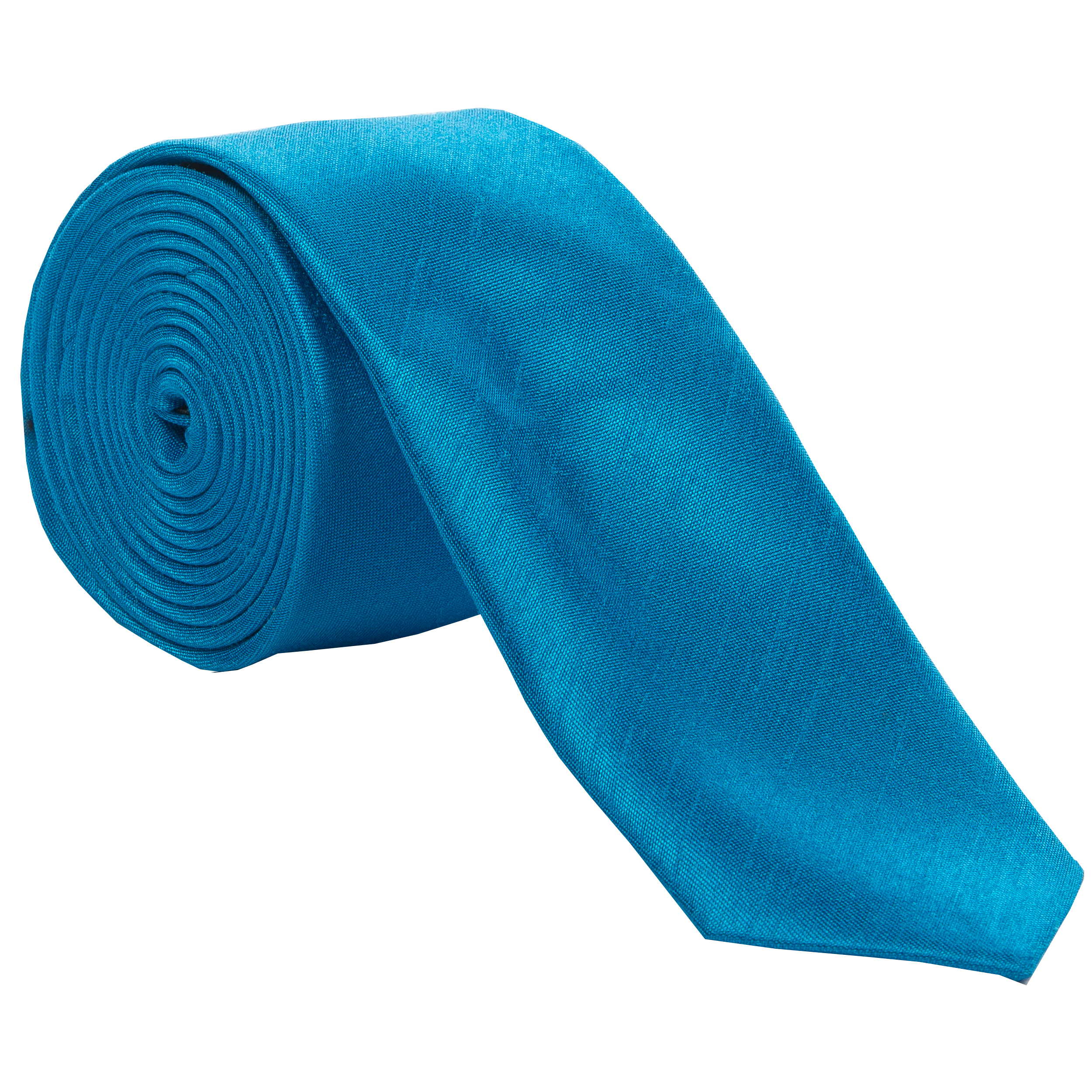 Kingfisher Blue Slim Shantung Tie | Shantung Wedding Tie