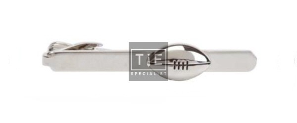Silver Rugby Ball Rhodium Plated Tie Clip #100-1096