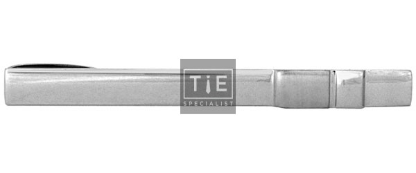 Silver Brushed End Rhodium Plated Tie Clip #100-1124