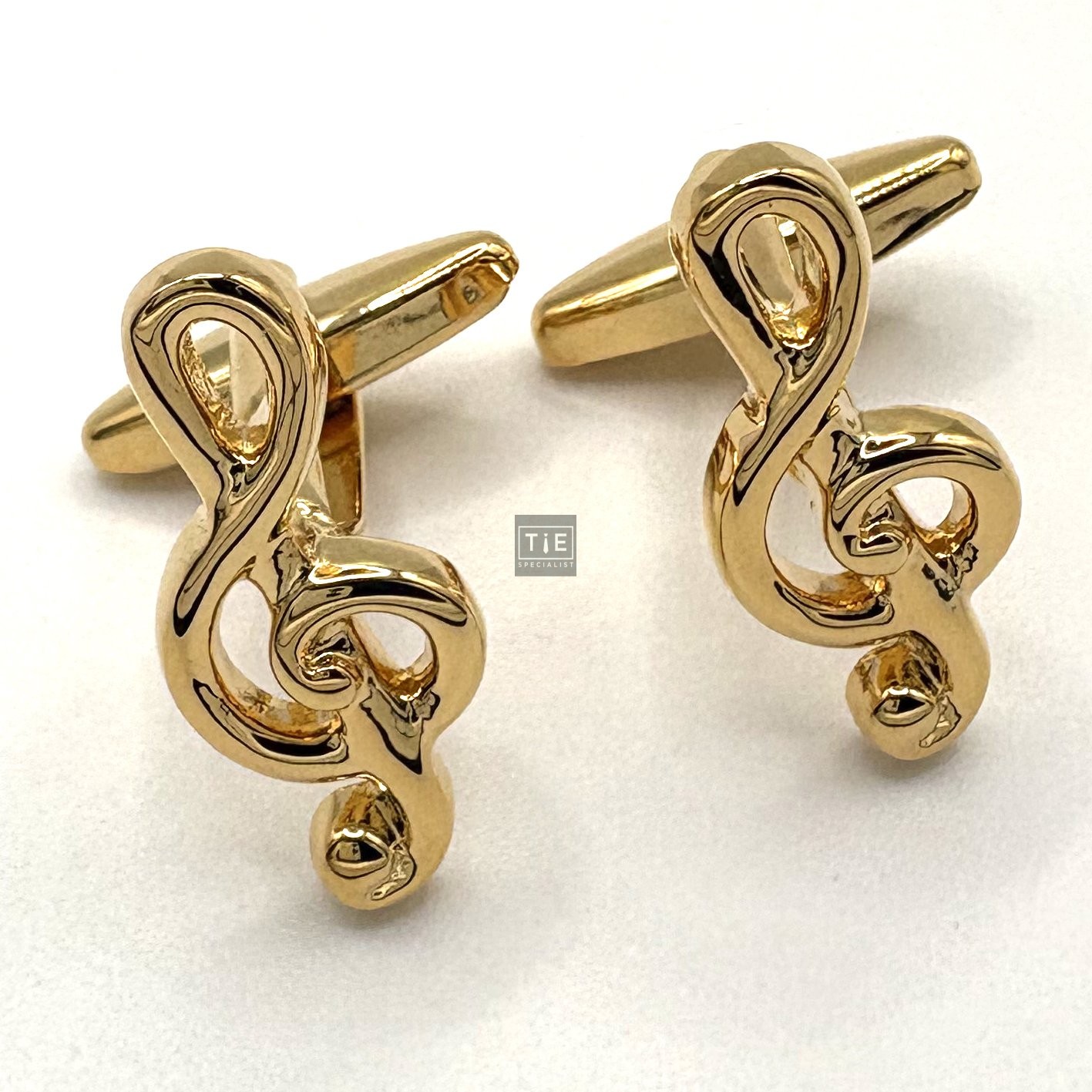 Gold Plated Treble Clef Music Cufflinks