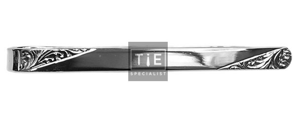 Silver Engraved Ends Sterling Silver Tie Clip #20-0016
