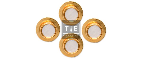 White Round Gold Plated Shirt Studs (Set of 4)