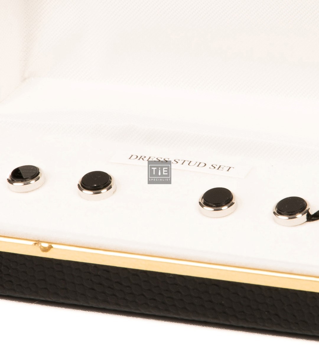 Black Round Dress Shirt Studs Rhodium Shirt Studs