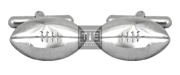 Silver Rugby Ball Sterling Silver Cufflinks #70-1066