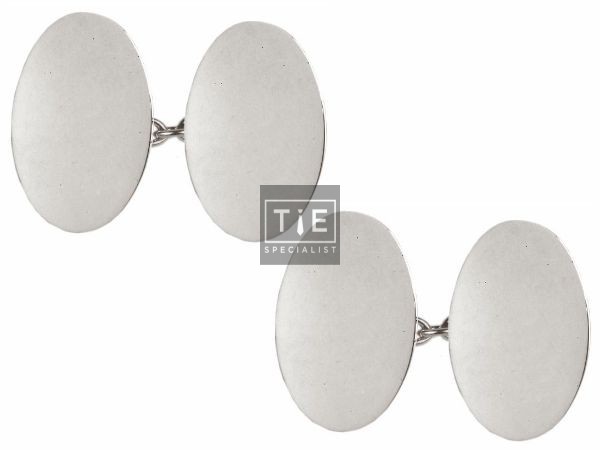 Silver Plain Double Chain Sterling Silver Cufflinks #75-8201
