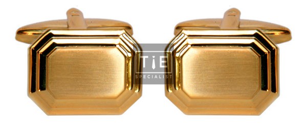 Gold Shiny & Brushed Rectangle Gold Plated Cufflinks #90-2162