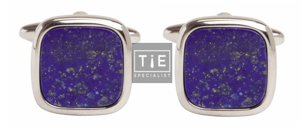 Silver Lapis Lazuli Cushion Rhodium Plated Cufflinks #90-241