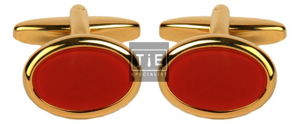 Silver Cornelian Oval Gold Plated Cufflinks #90-250