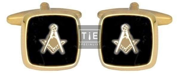 Gold Onyx Masonic Cufflinks #90-2821