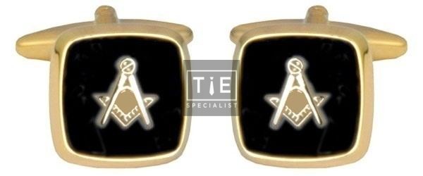 Gold Onyx Masonic Cufflinks #90-2821