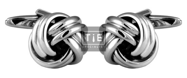 Silver Knot Rhodium Plated Cufflinks #90-9034