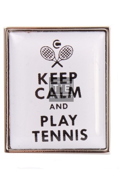 White Keep Calm and Play Tennis Cufflinks #90-1544