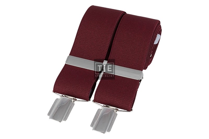Burgundy Silver Clip Braces #BR-008