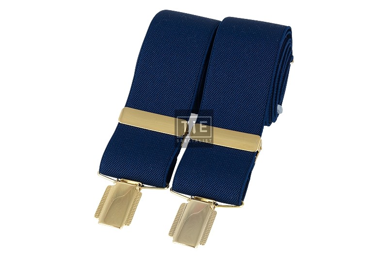 Navy Blue Gold Clip Braces #BR-013