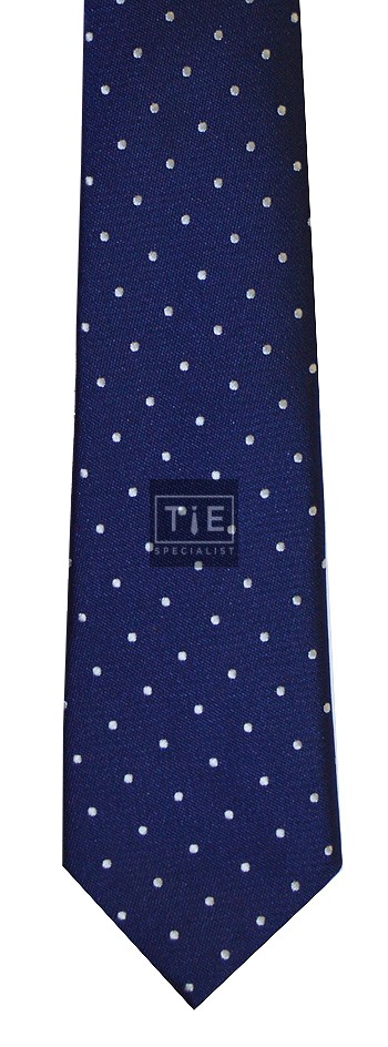 Navy Blue White Polka Dot Slim Tie #C129/2