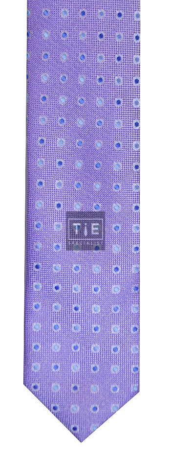 Lilac and Navy Dot Slim Tie and Hankie Set