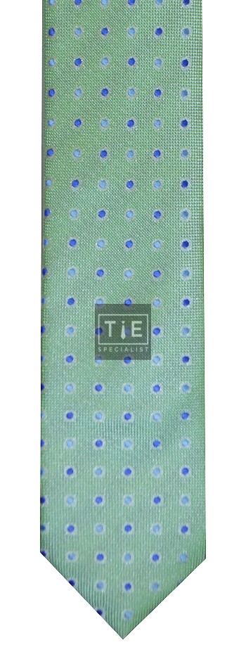 Green and Navy Dot Slim Tie and Hankie Set