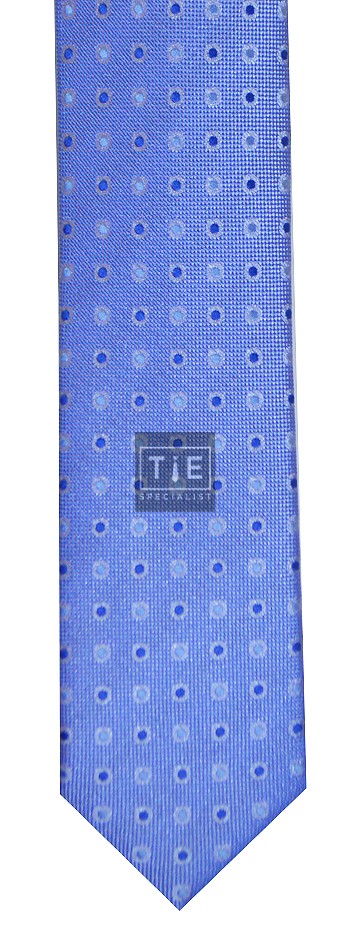 Blue and Navy Dot Slim Tie and Hankie Set
