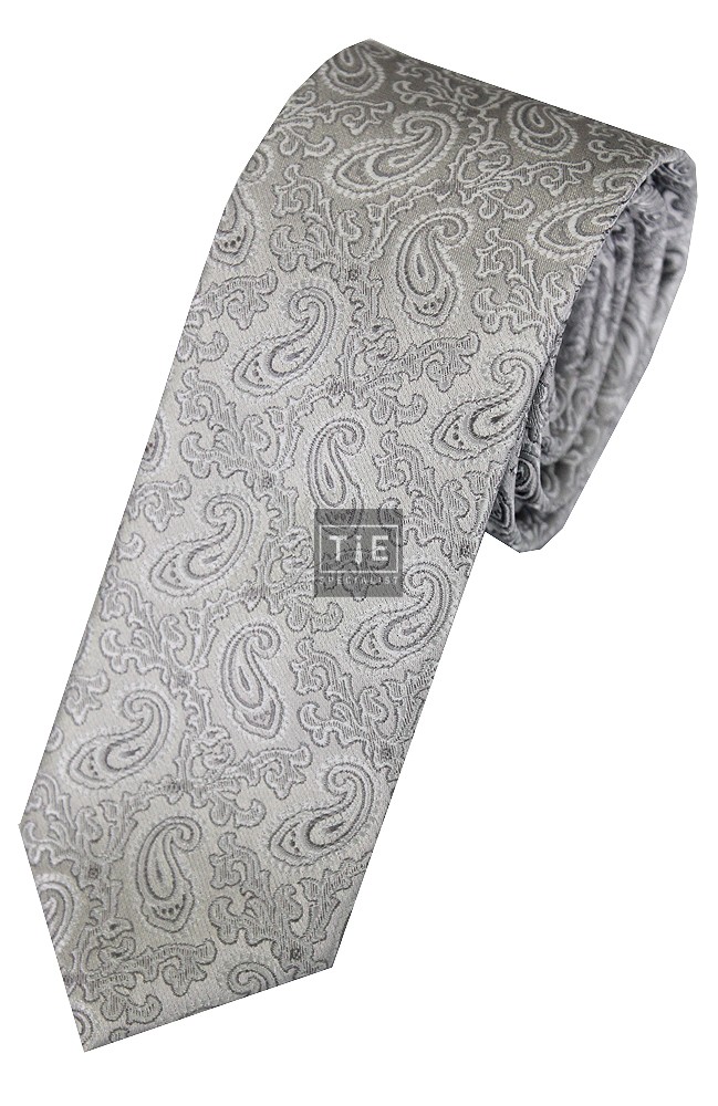 Silver Regal Paisley Slim Tie #C181/4