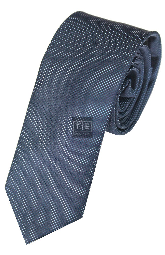 Navy Blue White Mini Dot Slim Tie #C193/2