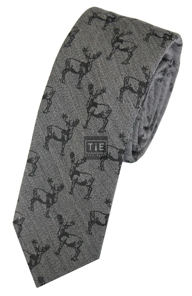 Grey Deer Slim Tie and Hankie Set