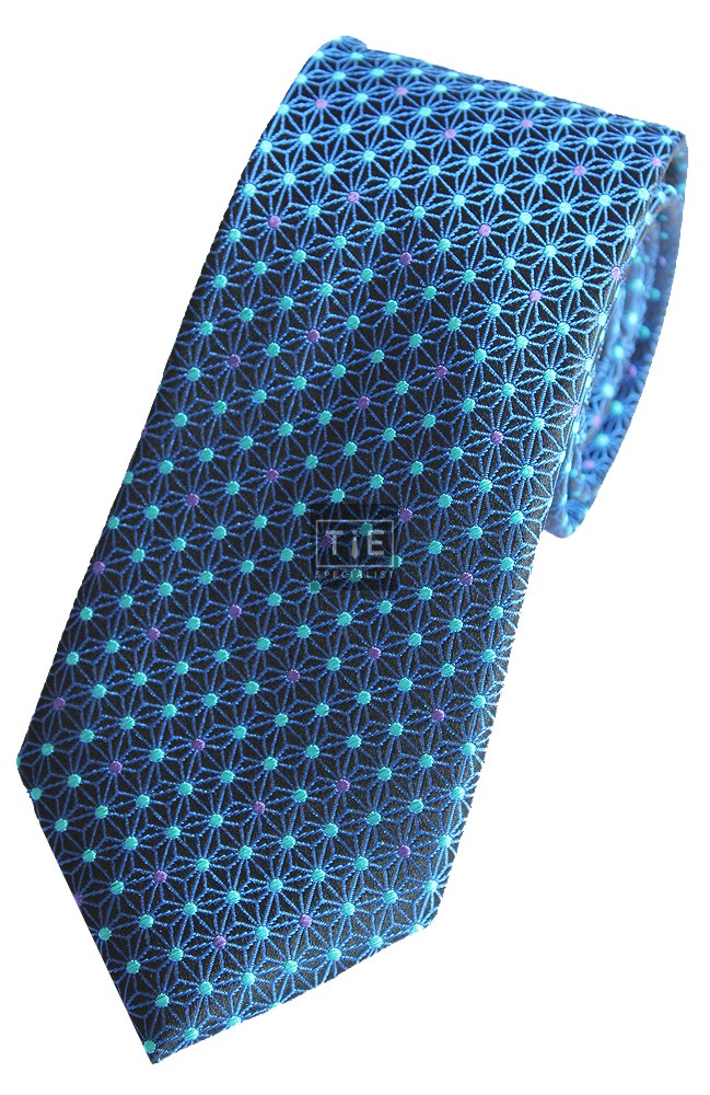 Blue Enigma Silk Tie with Matching Pocket Square