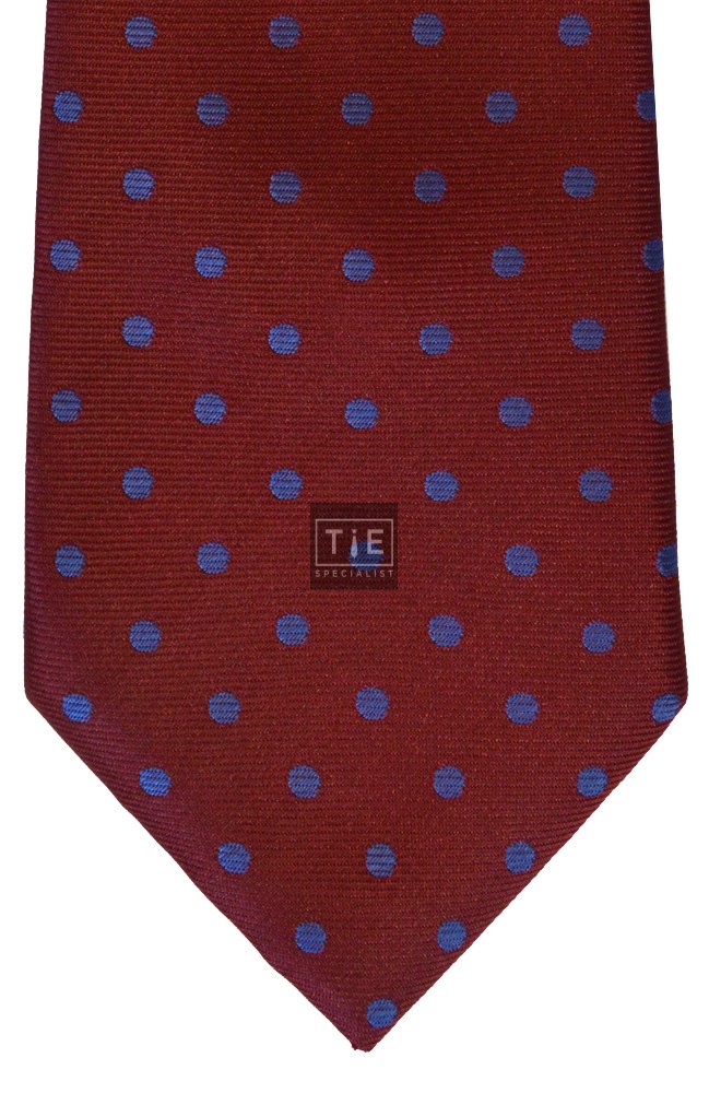 Wine Blue Spot Woven Tie with Matching Pocket Square