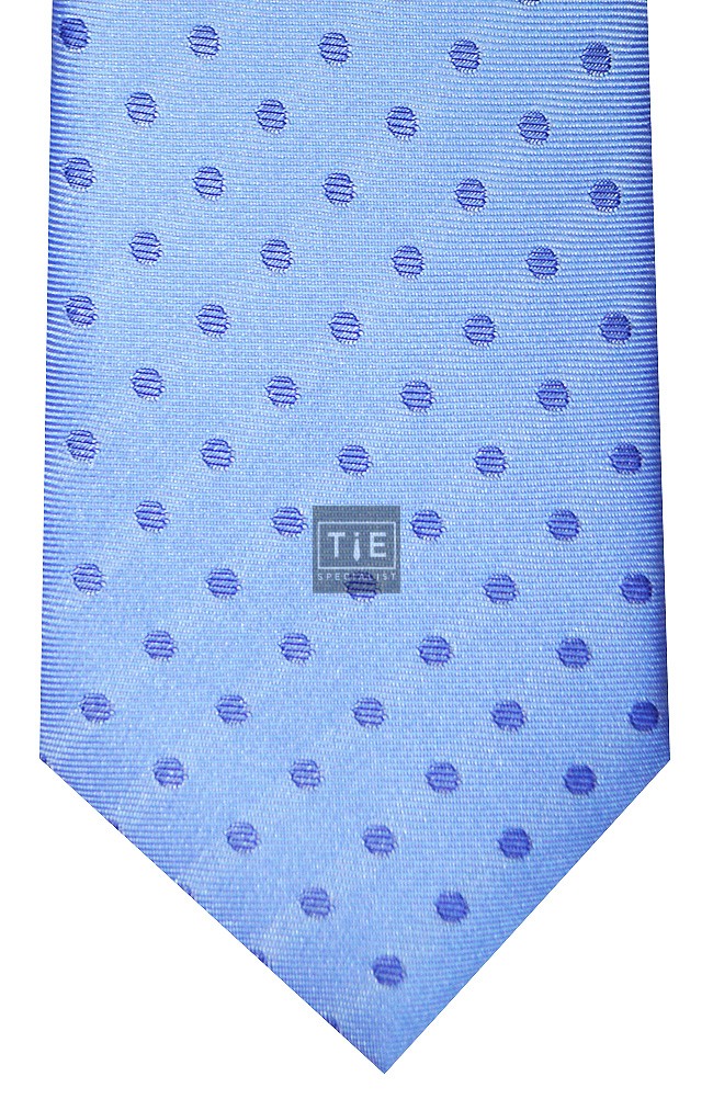 Blue Blue Spot Woven Tie with Matching Pocket Square