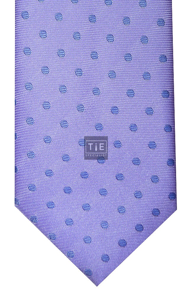 Lilac Blue Spot Woven Tie with Matching Pocket Square
