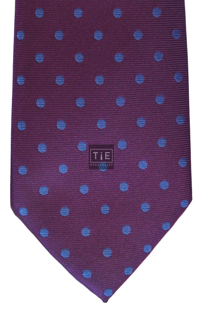 Purple Blue Spot Woven Tie with Matching Pocket Square