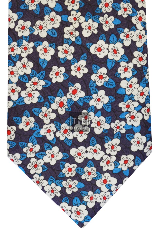 Navy Blue Ffion Cotton Tie and Hankie Set