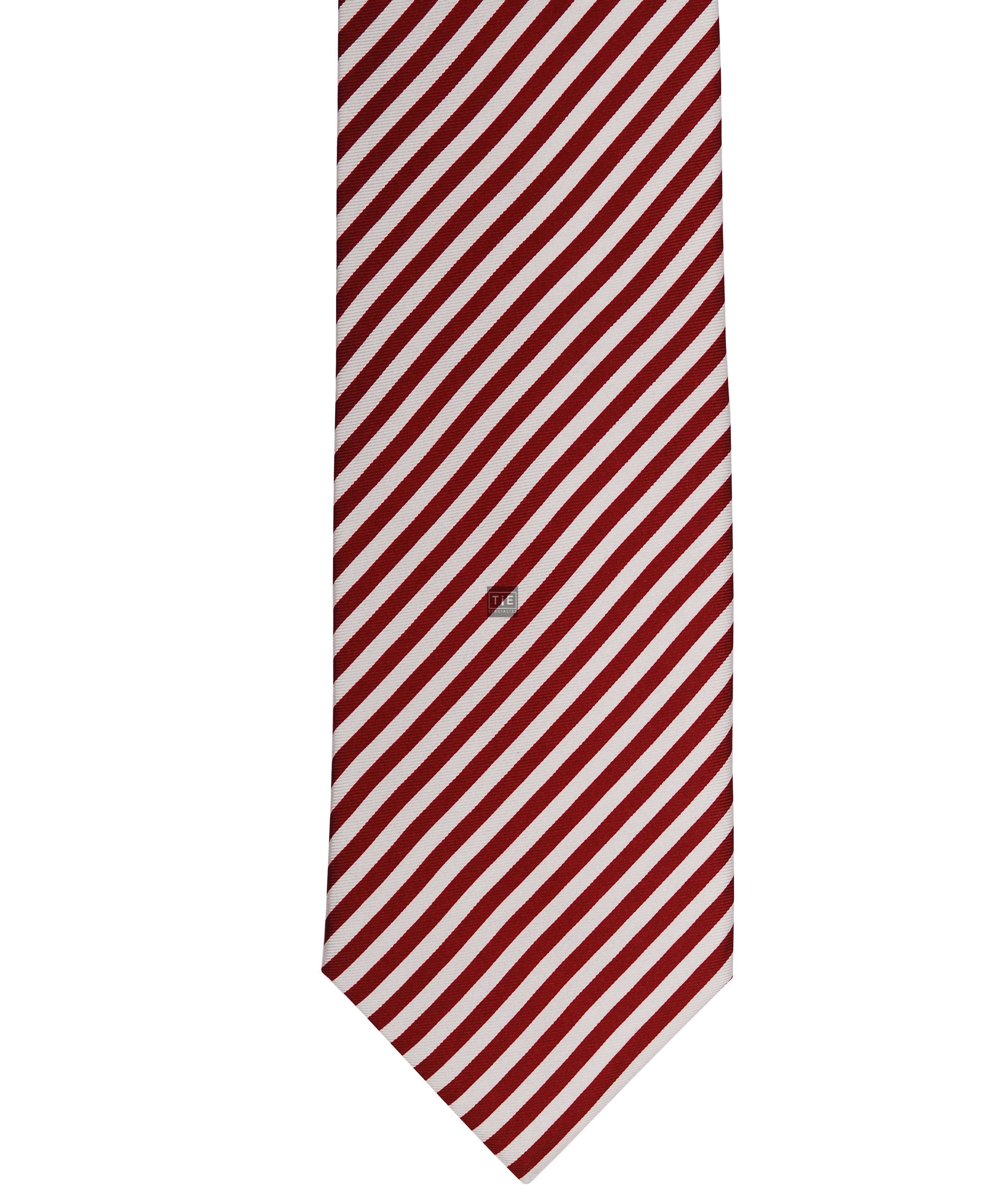 Striped Red and White Silk Tie with Matching Pocket Square