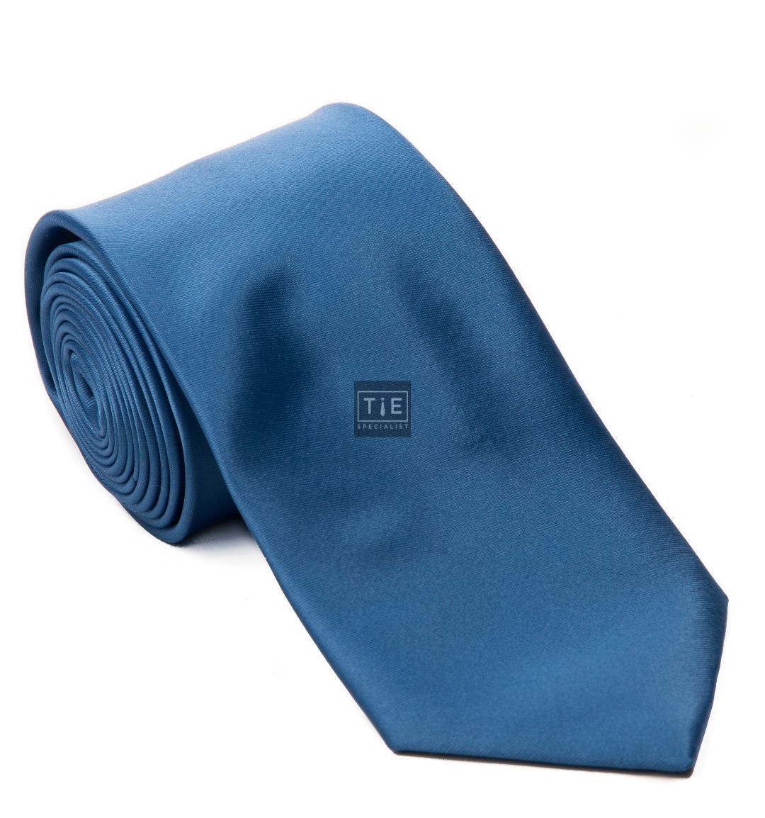 Blue Satin Tie with Matching Pocket Square