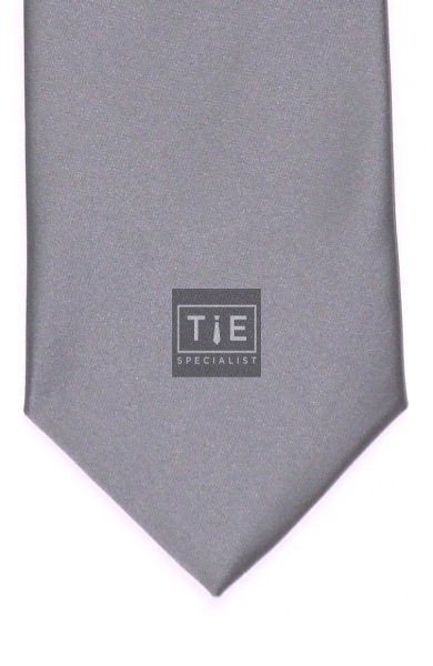 Grey Satin Tie with Matching Pocket Square