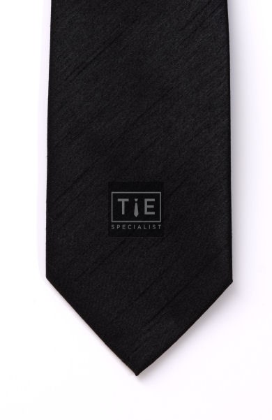 Black Shantung Tie with Matching Pocket Hankie