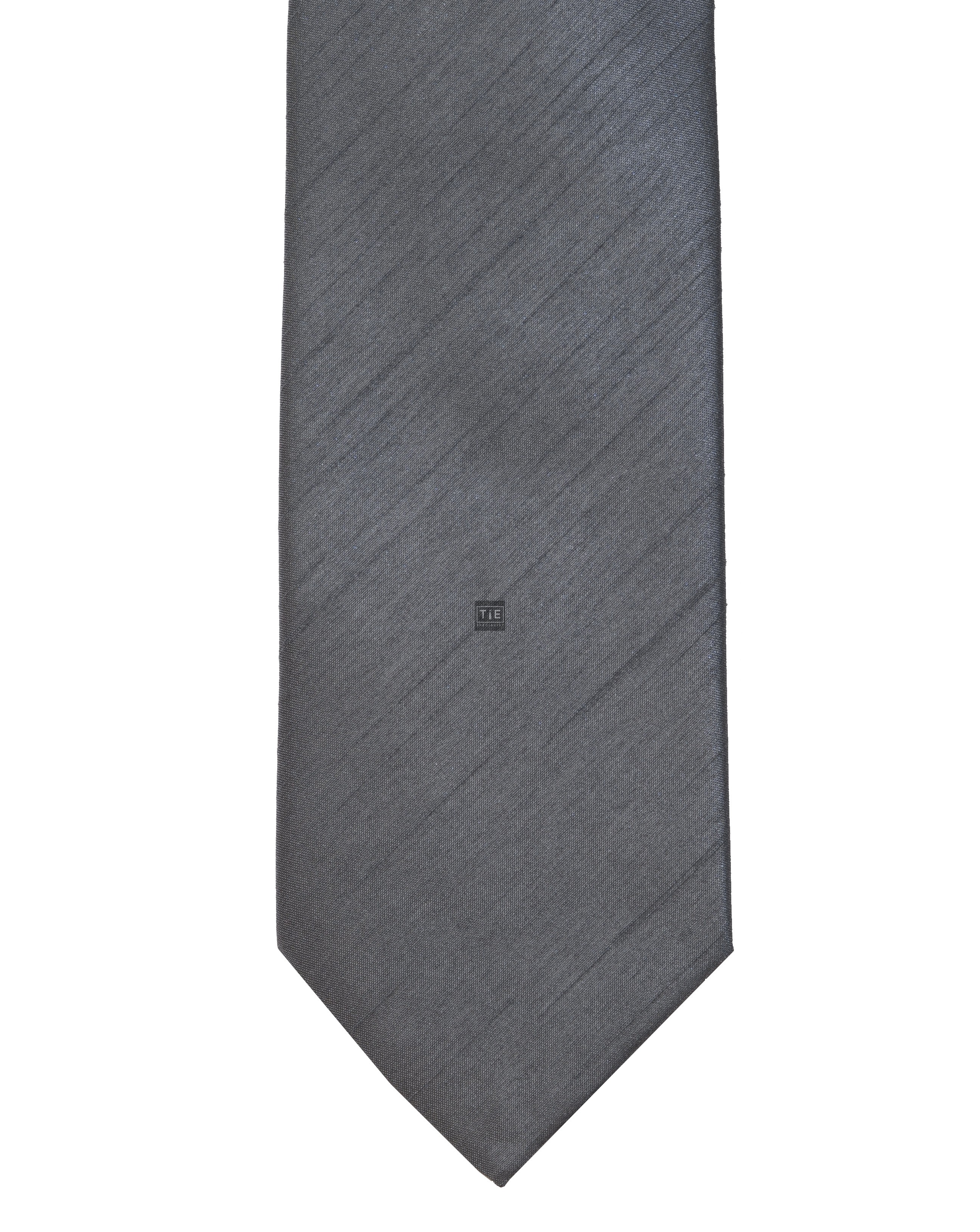 Grey Shantung Tie with Matching Pocket Hankie