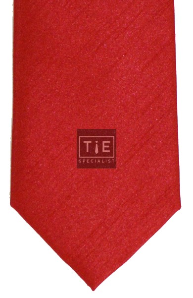 Tomato Red Shantung Tie with Matching Pocket Hankie