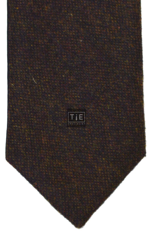 Brown Flecked Tweed Slim Tie and Hankie Set