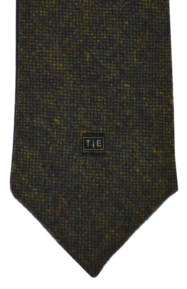 Green Flecked Tweed Slim Tie and Hankie Set