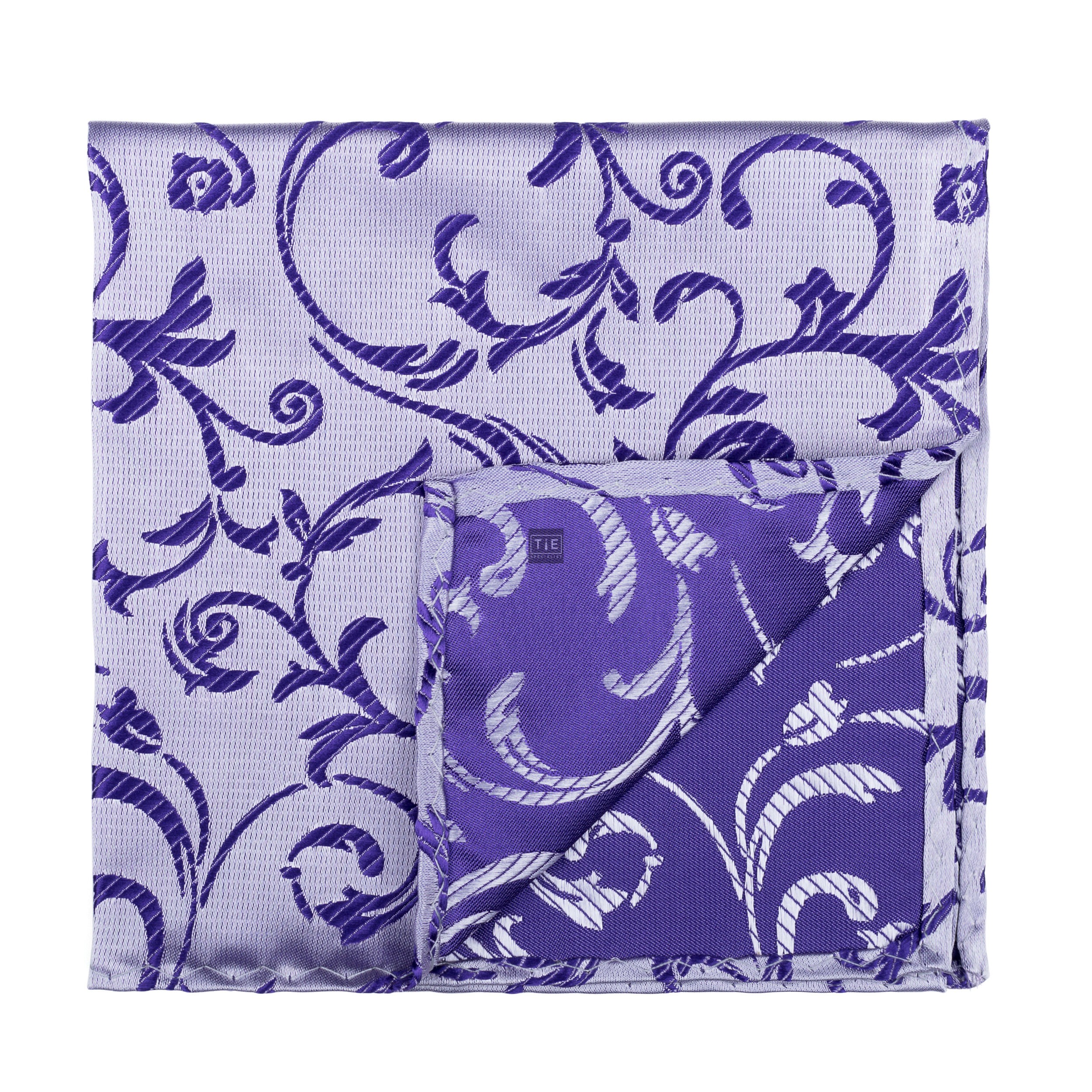 Purple Swirl Leaf Pocket Square