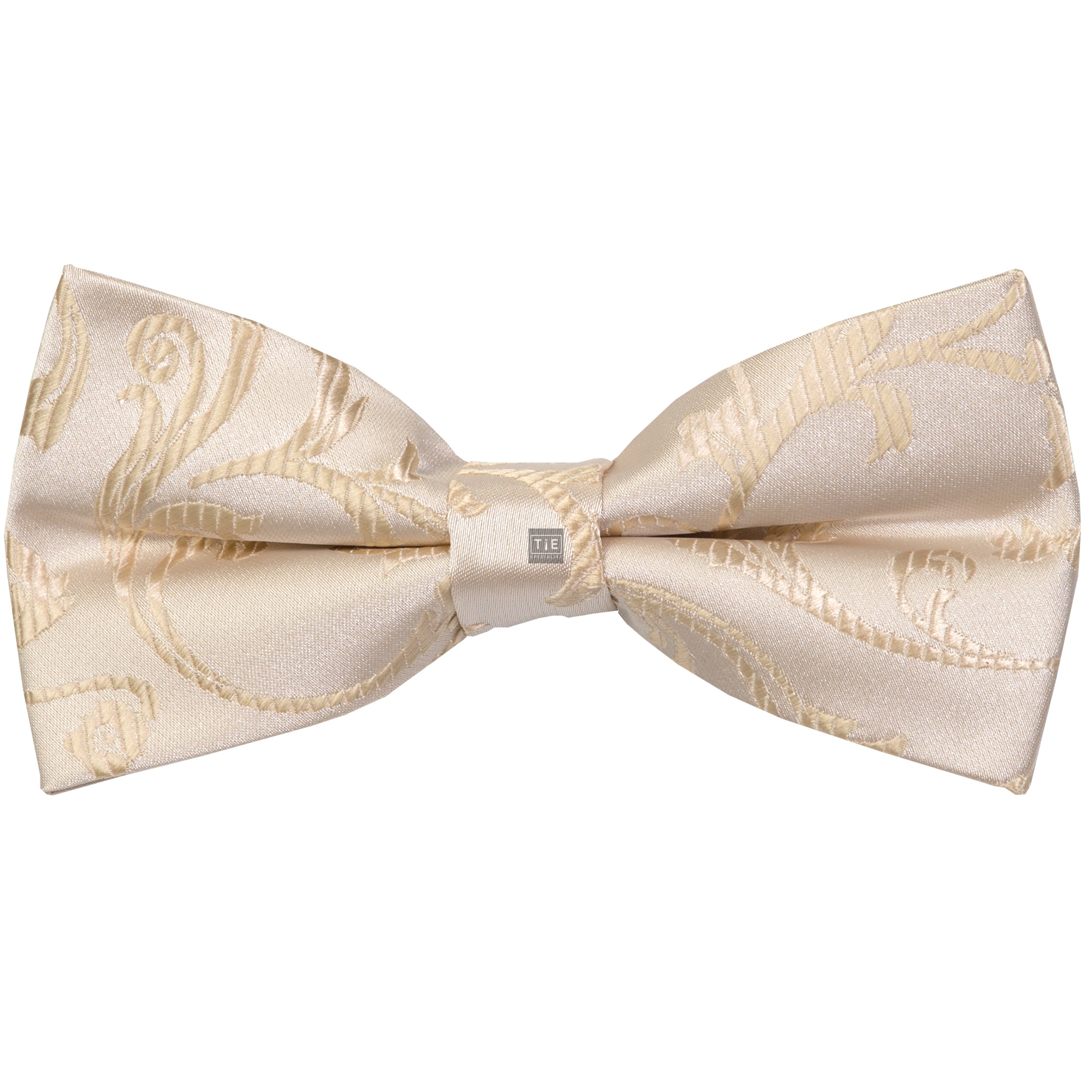 Cream Swirl Leaf Wedding Bow Tie