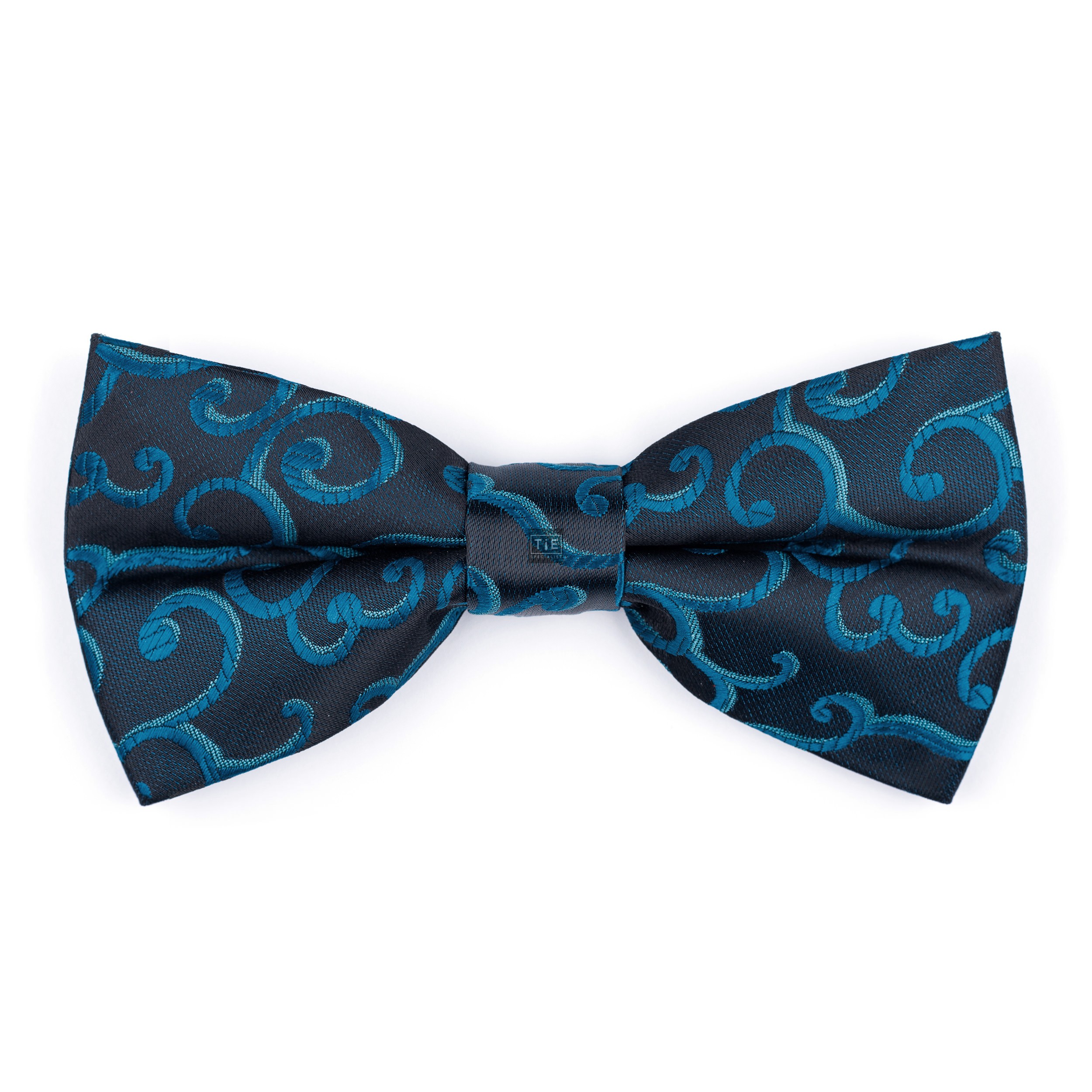 Teal on Black Royal Swirl Bow Tie #AB-BB1001/12