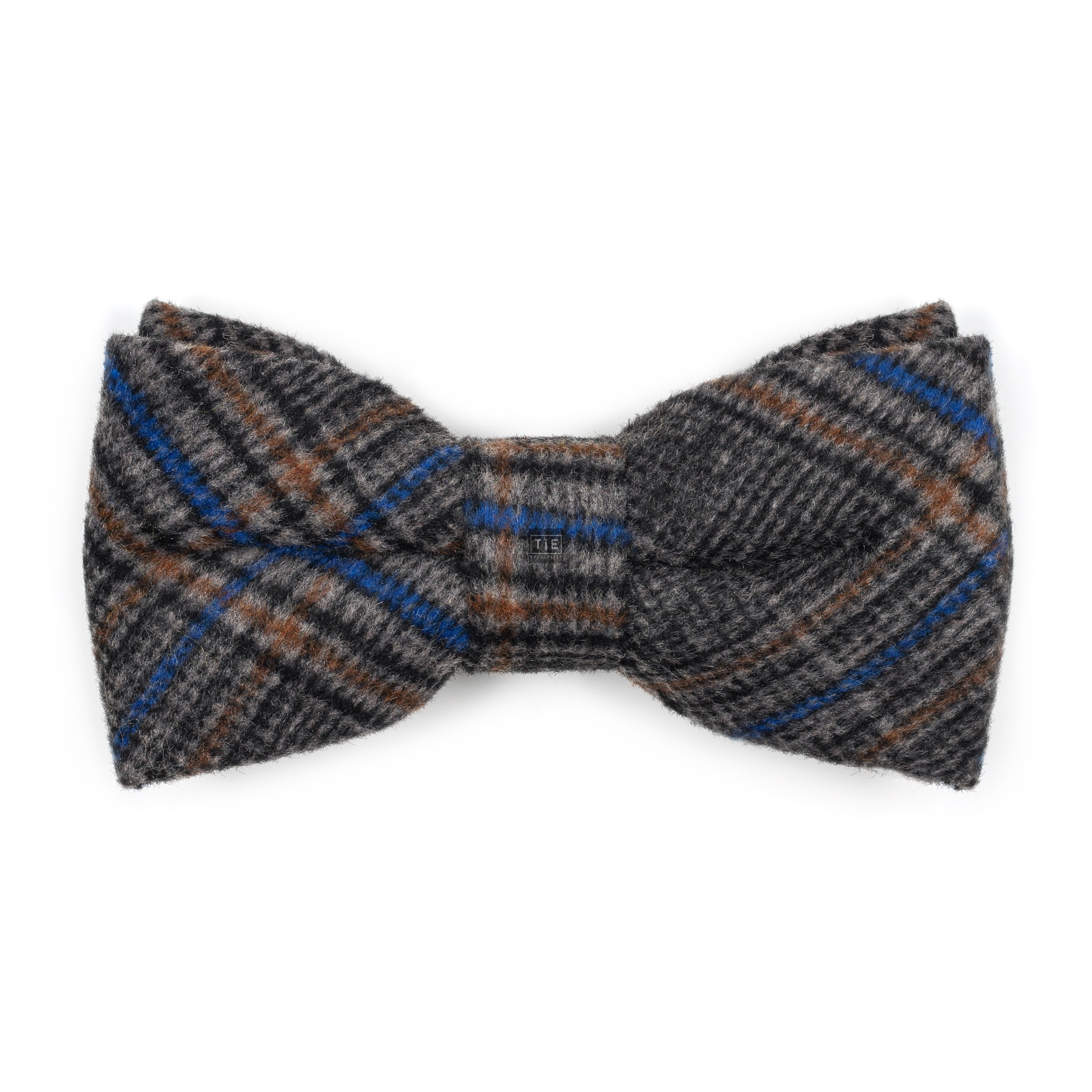 Grey Overcheck Wool Bow Tie
