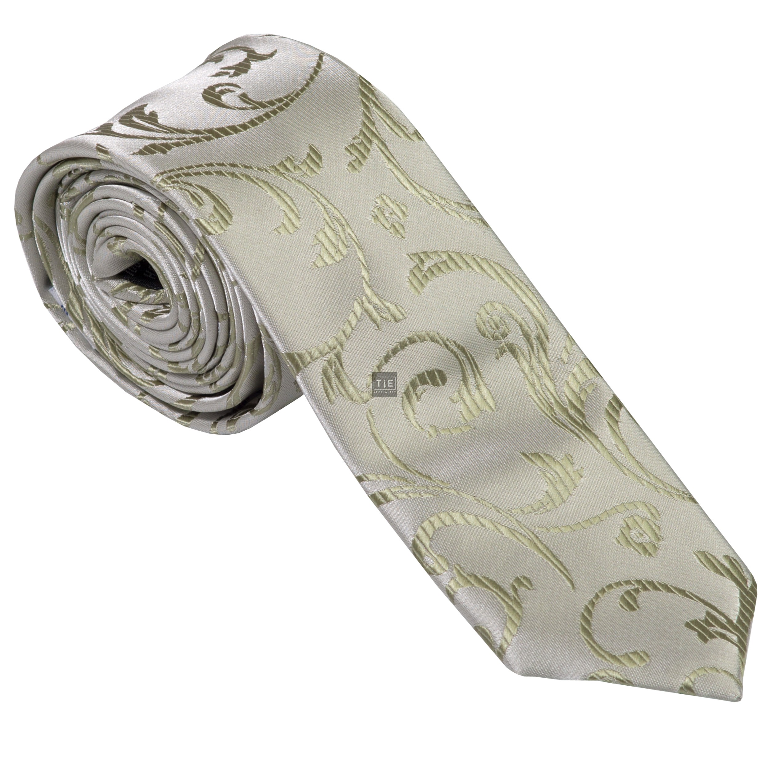 Emerald Green Swirl Leaf Slim Wedding Tie #AB-C1000/12