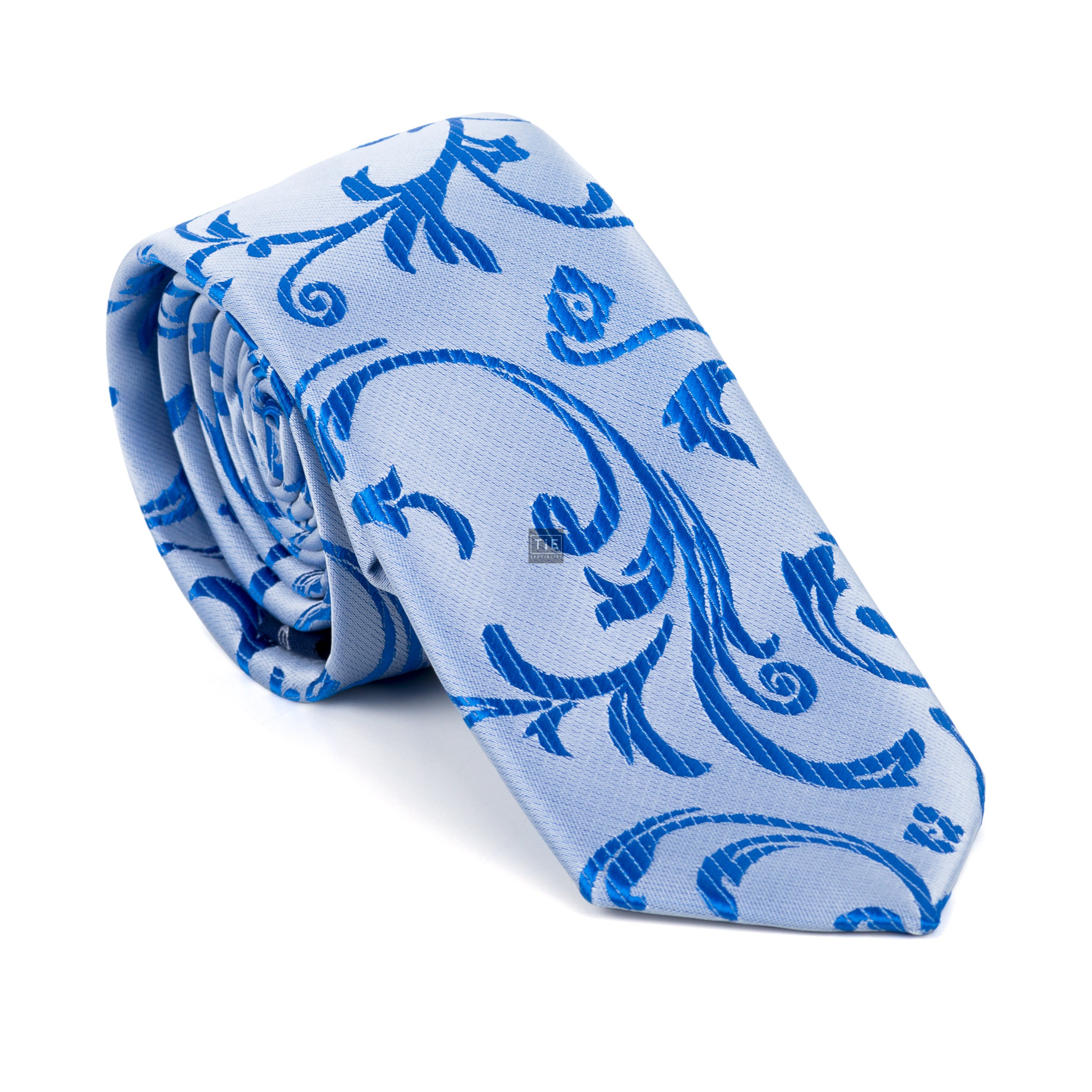 Blue Swirl Leaf Slim Tie