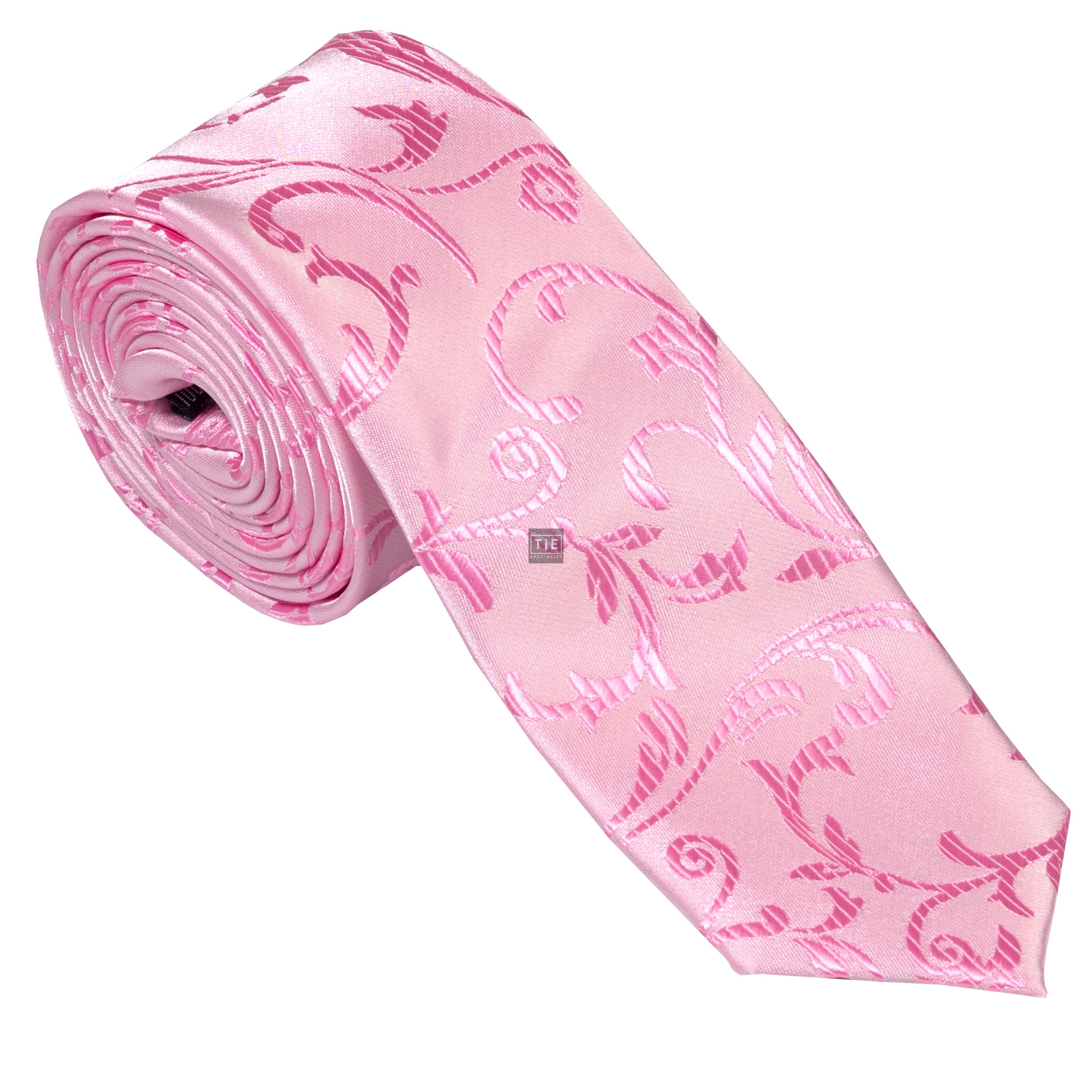 Pink Swirl Leaf Slim Wedding Tie #AB-C1000/6