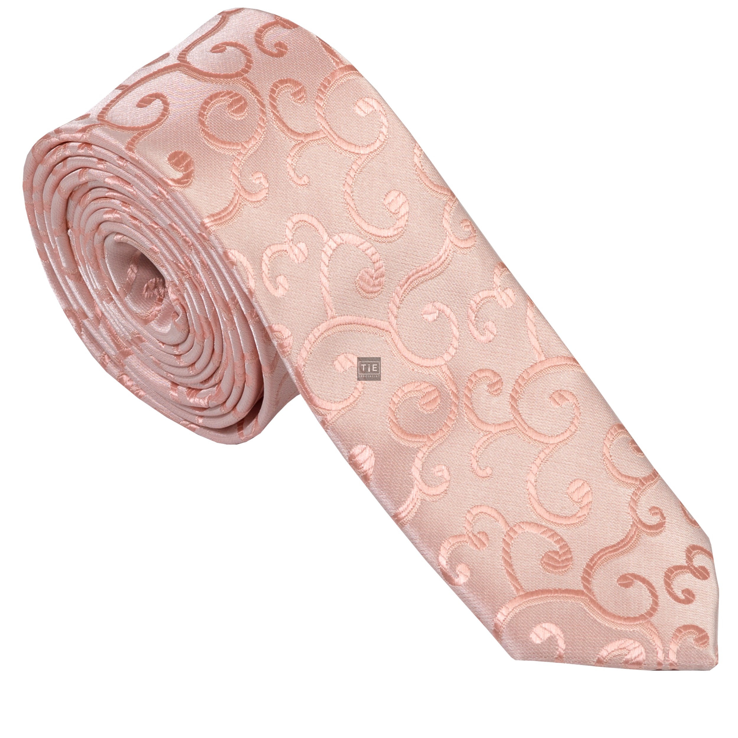 Peach Royal Swirl Slim Wedding Tie #AB-C1001/2