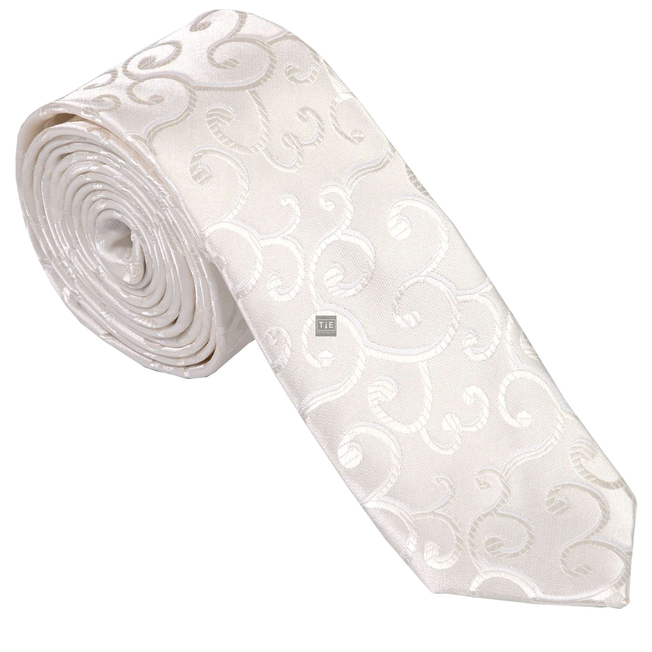 Ivory Royal Swirl Slim Wedding Tie #AB-C1001/6